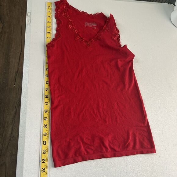 The Limited Womens Cami Medium Y2K Red Lace V Neck Layering Stretch Preppy - Picture 6 of 7